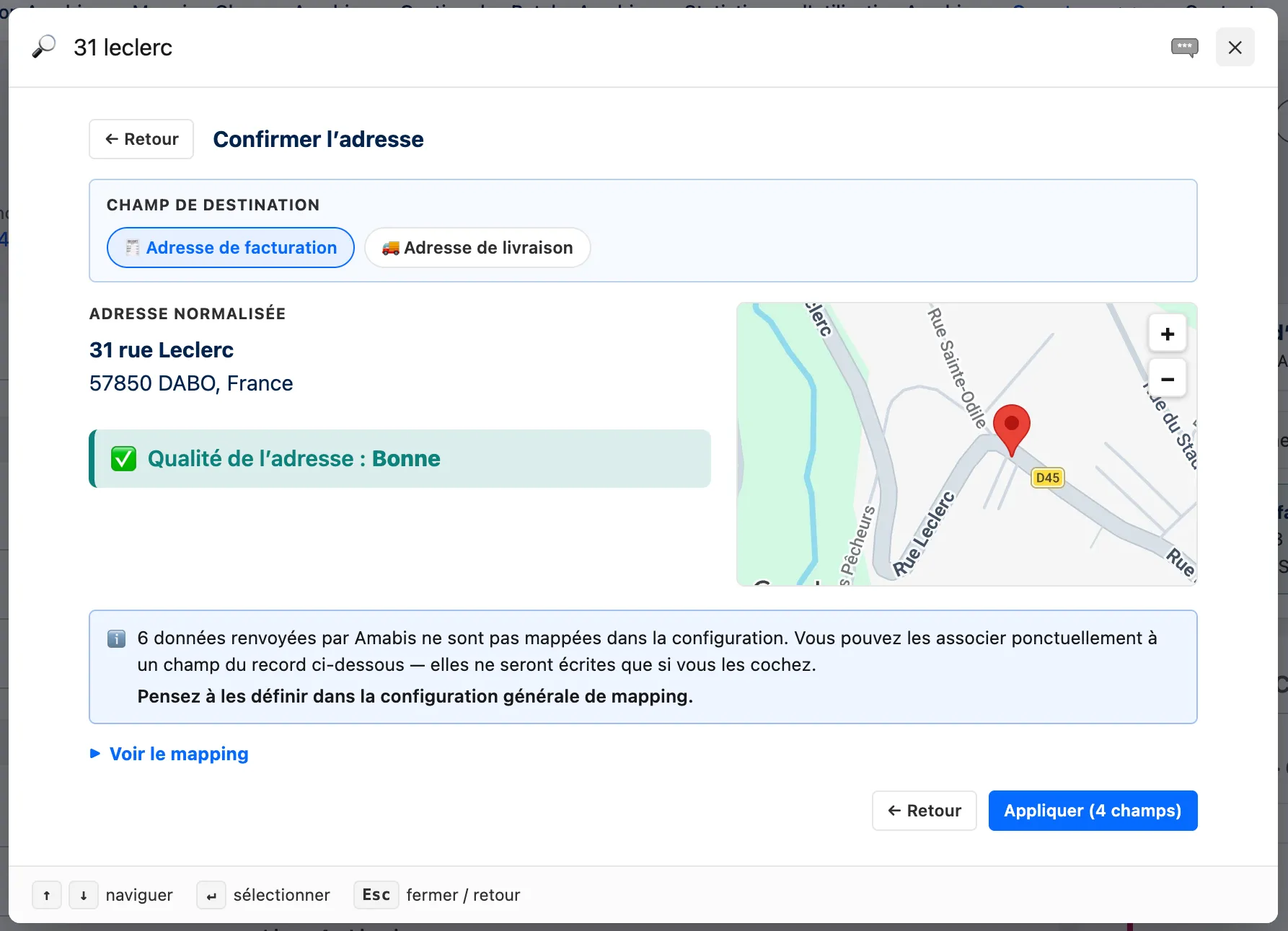 Afficher une adresse