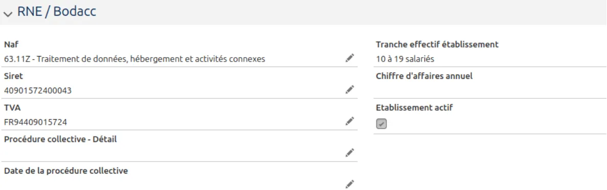 Présentation des informations supplémentaires sur l'entreprise