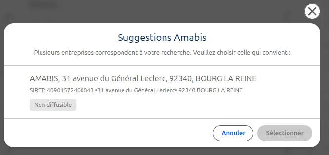 Recherche d'une entreprise