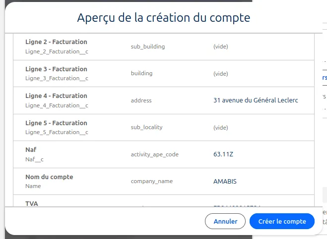 Présentation du composant LWC Recherche d'entreprise