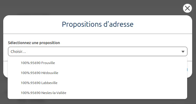 Choix de l'adresse correcte